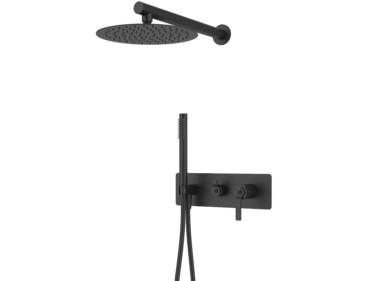 Molette Columna de ducha empotrada mecánica negro mate Essebagno