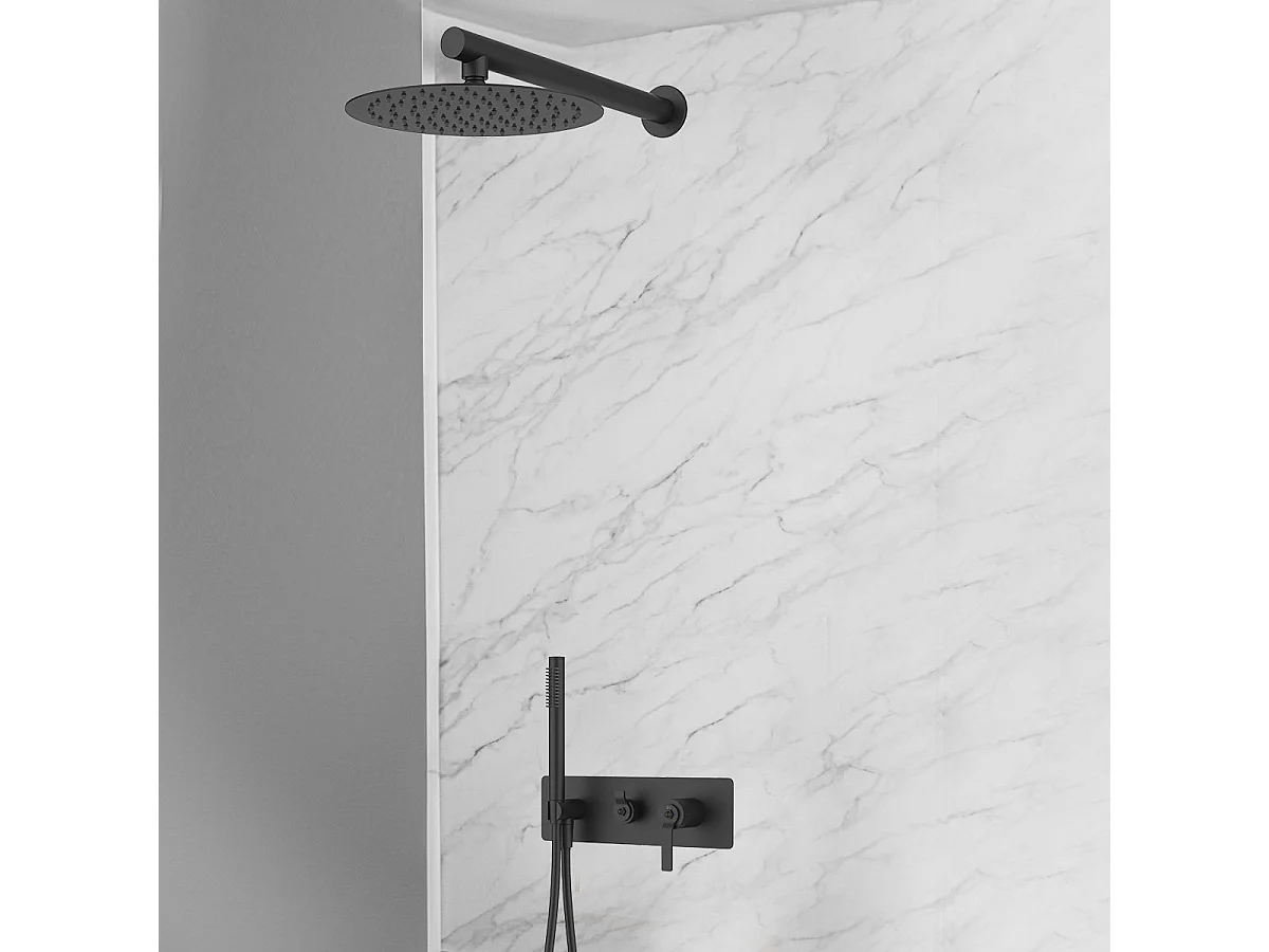 Molette Columna de ducha empotrada mecánica negro mate Essebagno