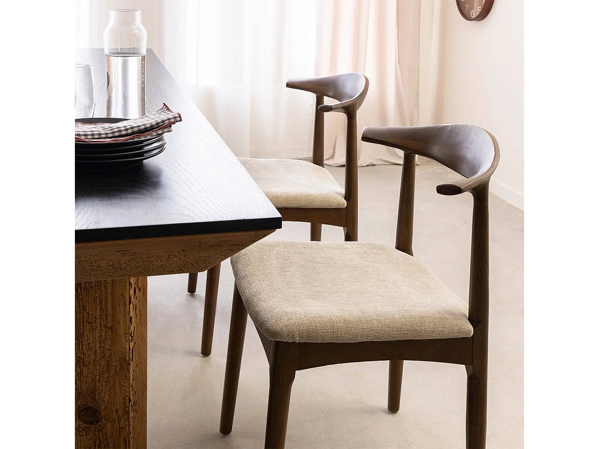 Chaise bois hêtre foncé Aline (lot de 2)