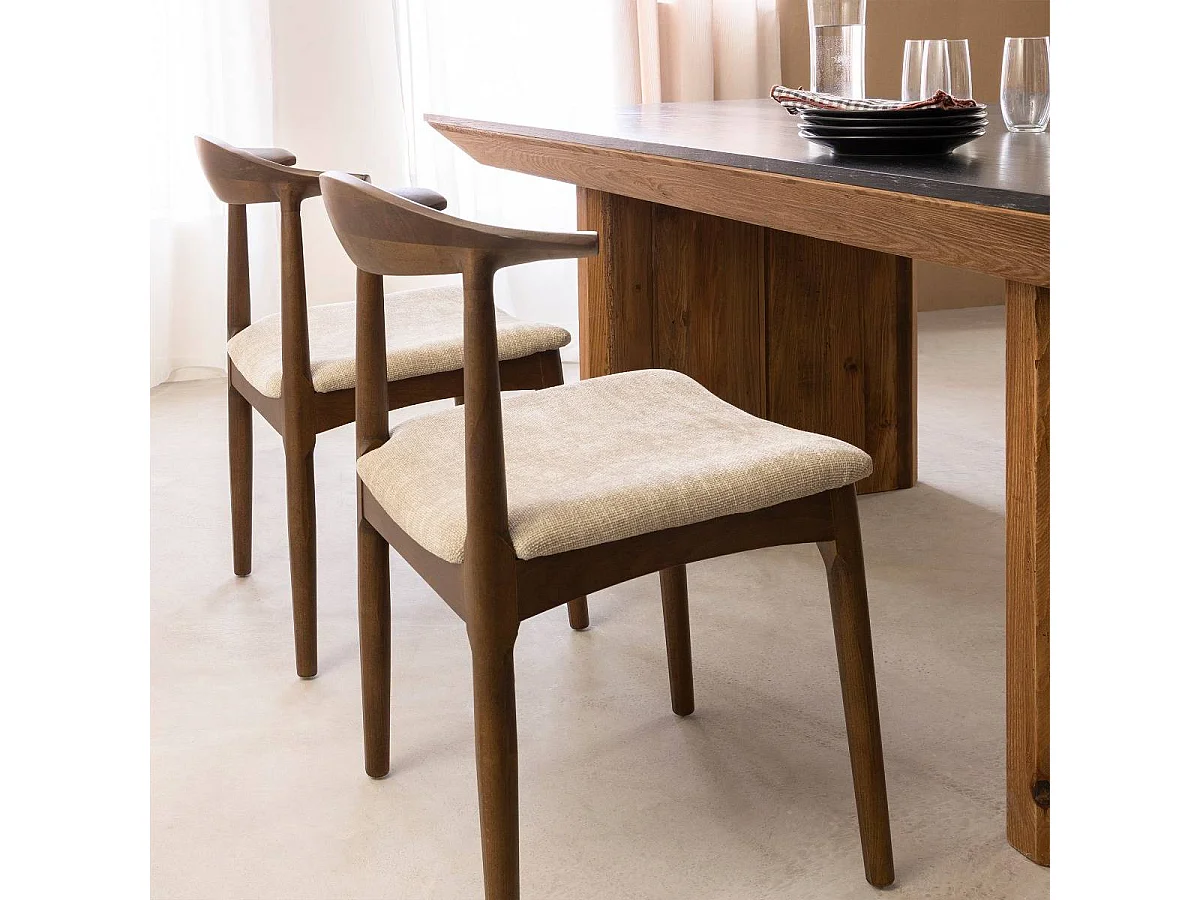 Chaise bois hêtre foncé Aline (lot de 2)