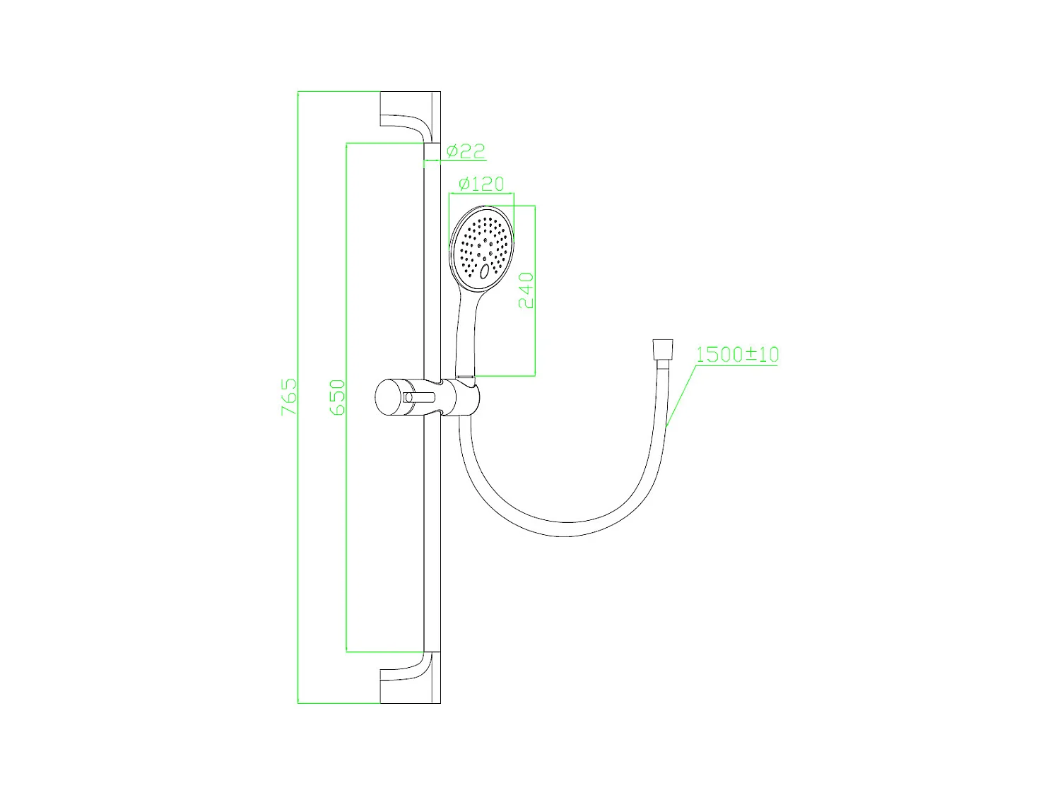 Luisa ensemble barre de douche blanc 3 pièces - Essebagno