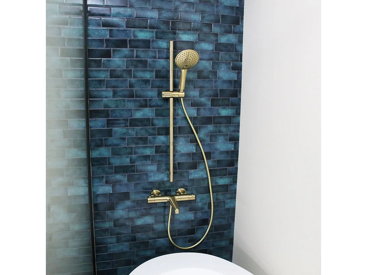 Luisa ensemble barre de douche or brossé 3 pièces - Essebagno