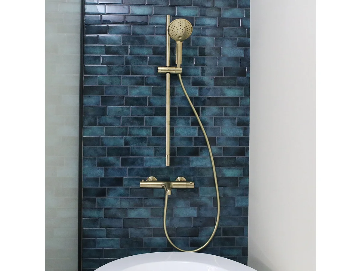 Luisa ensemble barre de douche or brossé 3 pièces - Essebagno