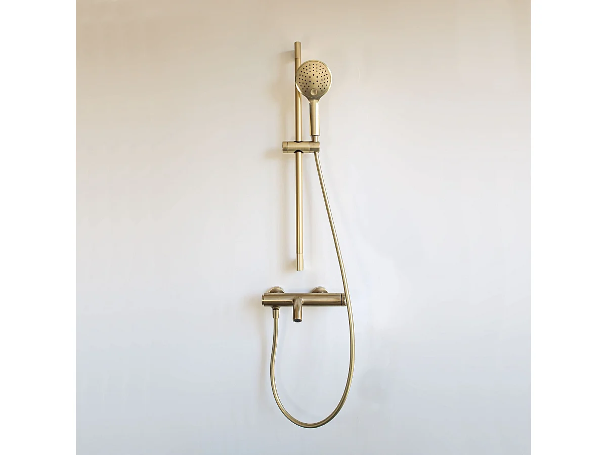 Luisa ensemble barre de douche or brossé 3 pièces - Essebagno