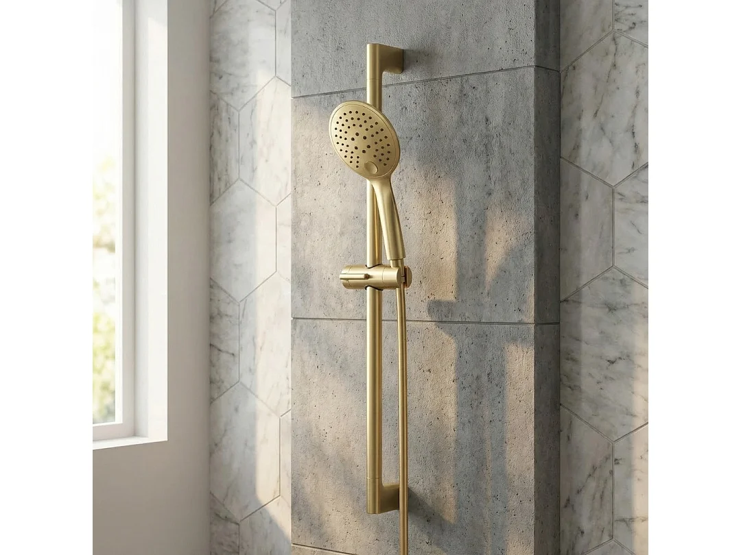 Luisa ensemble barre de douche or brossé 3 pièces - Essebagno