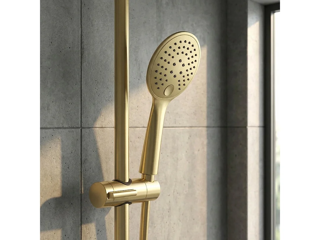 Luisa ensemble barre de douche or brossé 3 pièces - Essebagno