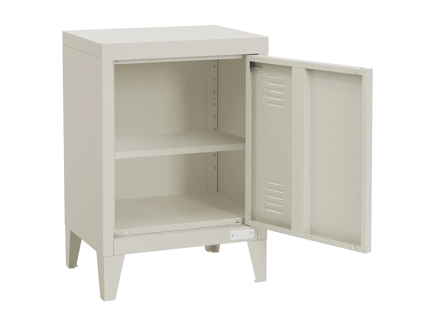 Table de chevet armoire 40x30x58 cm gris clair mat en acier poignée de porte à gauche style industriel meuble de nuit d'appoint commode de chambre