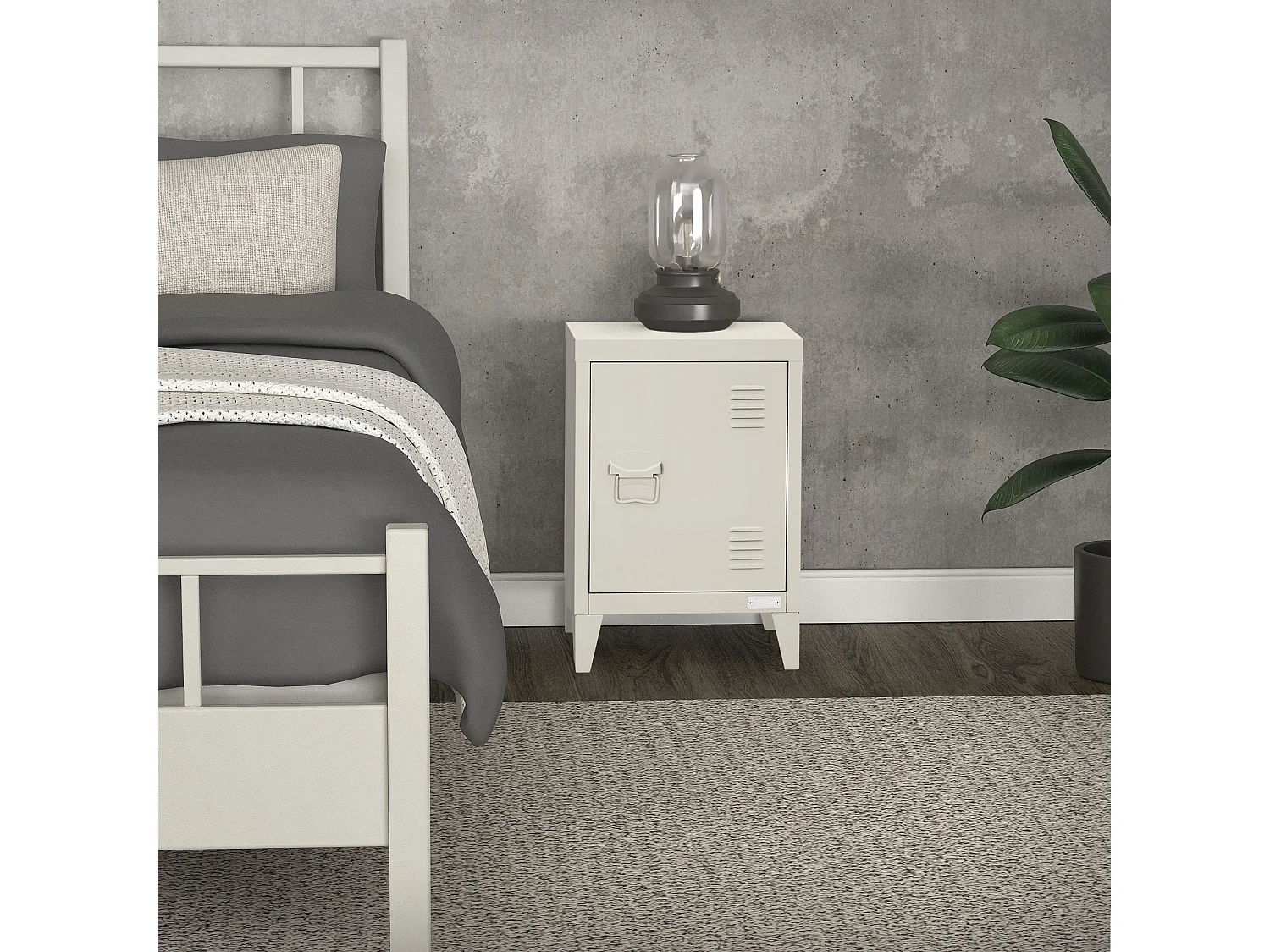 ML-Design Mesita de noche de metal gris oscuro 40x30x58 cm armario diseño industrial mesilla auxiliar, puerta de cierre magnético y estante regulable