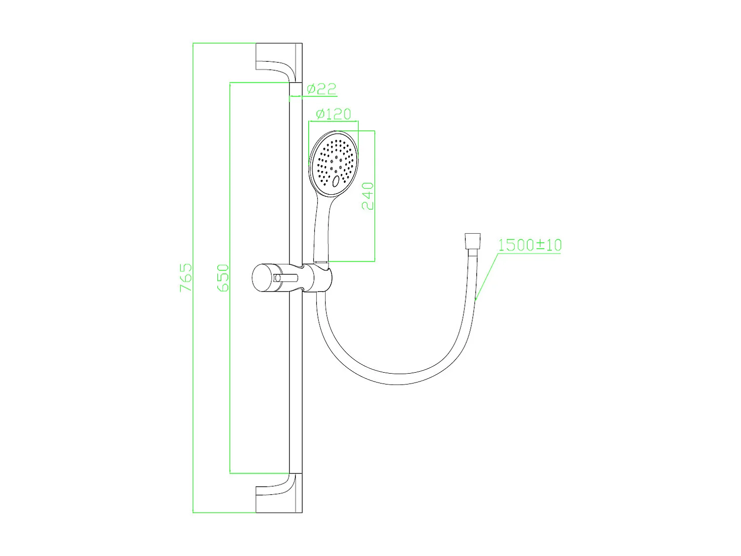Luisa ensemble barre de douche 3 pièces gris gun métal - Essebagno