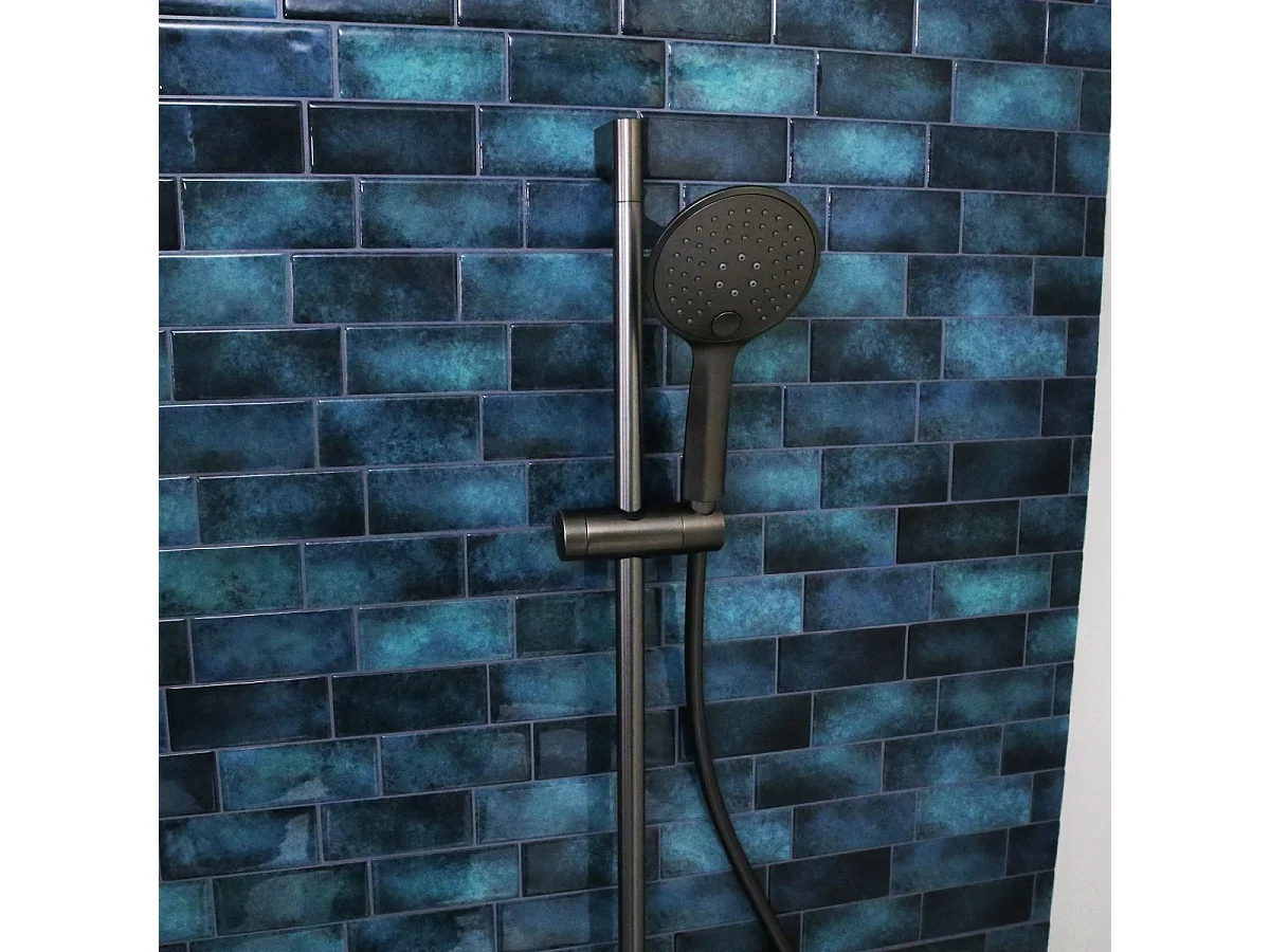Luisa ensemble barre de douche 3 pièces gris gun métal - Essebagno