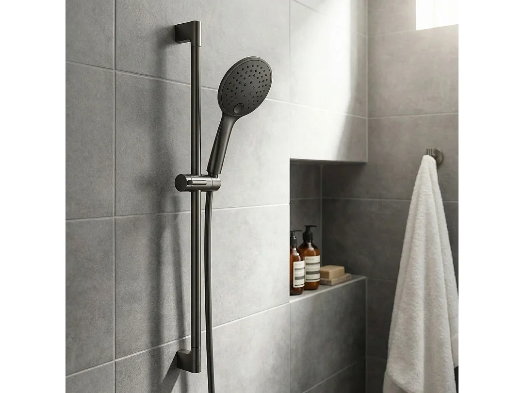 Luisa ensemble barre de douche 3 pièces gris gun métal - Essebagno