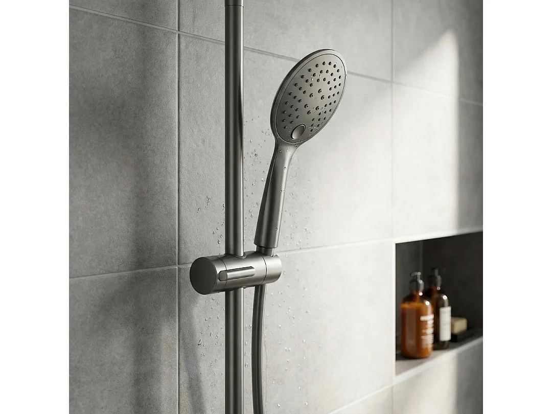 Luisa ensemble barre de douche 3 pièces gris gun métal - Essebagno