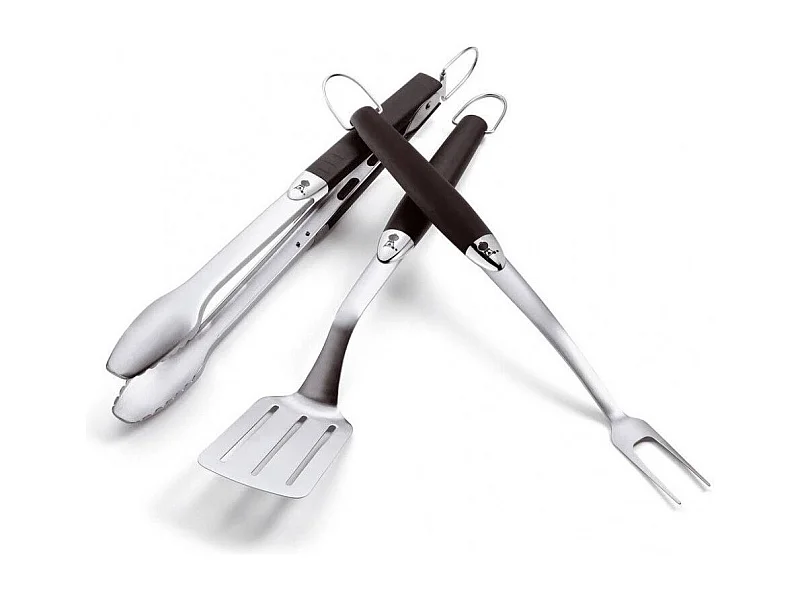 Lot de 3 Ustensiles en Inox "Barbecue" 48cm Noir