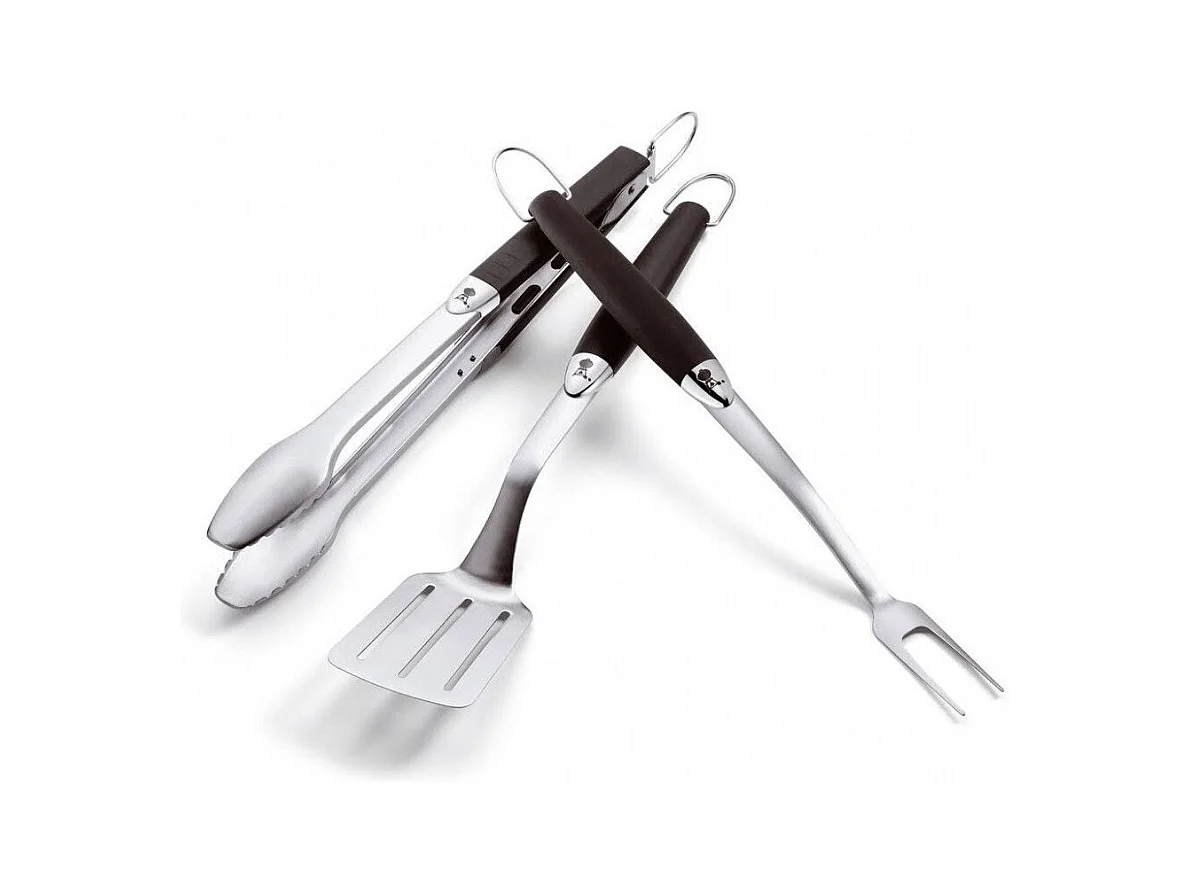 Lot de 3 Ustensiles en Inox "Barbecue" 48cm Noir