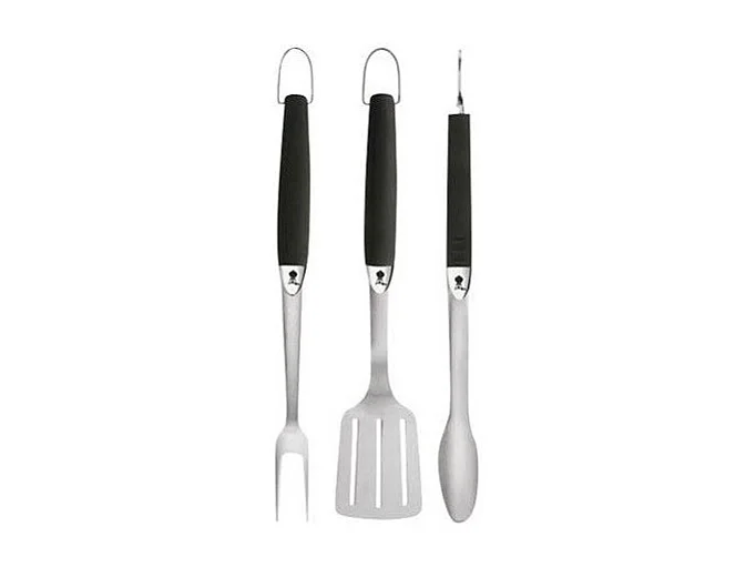Lot de 3 Ustensiles en Inox "Barbecue" 48cm Noir