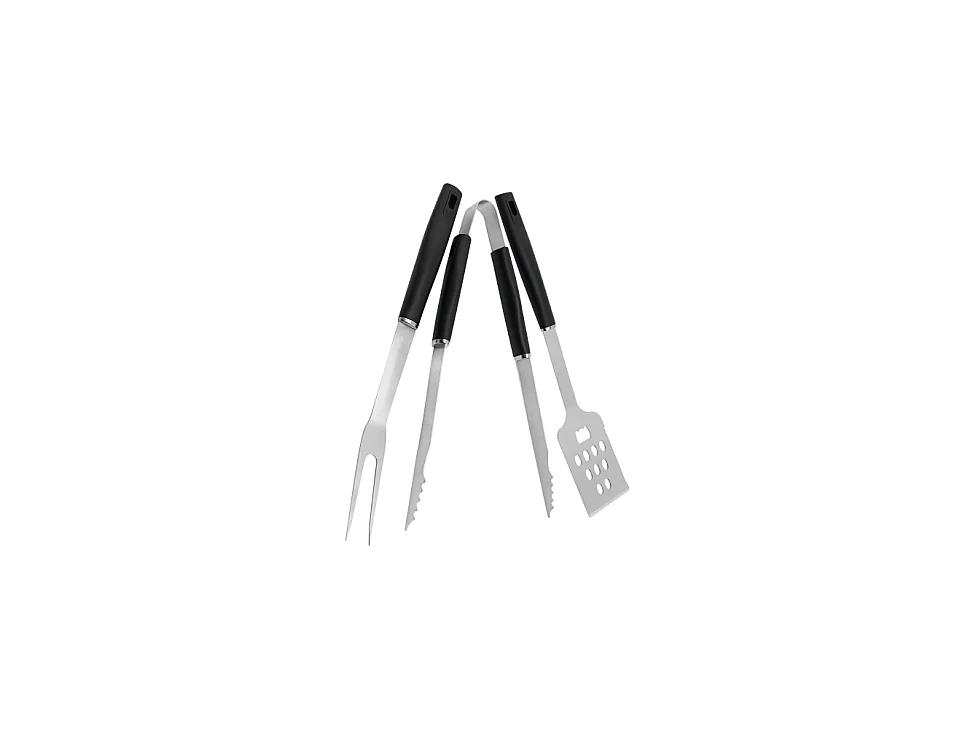 Lot de 3 Ustensiles en Inox "Barbecue" 48cm Noir