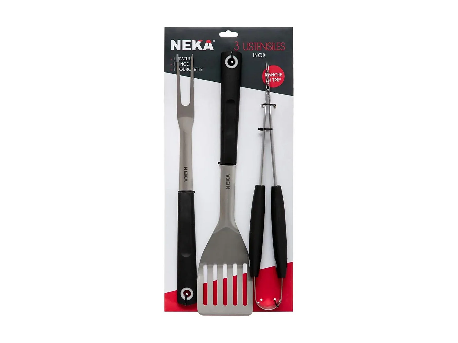 Lot de 3 Ustensiles en Inox "Barbecue" 48cm Noir