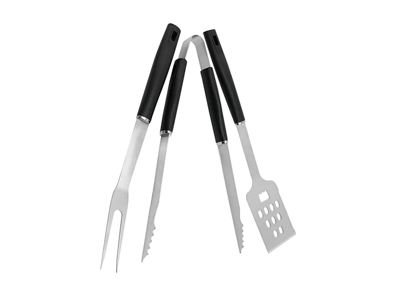 Lot de 3 Ustensiles en Inox "Barbecue" 48cm Noir