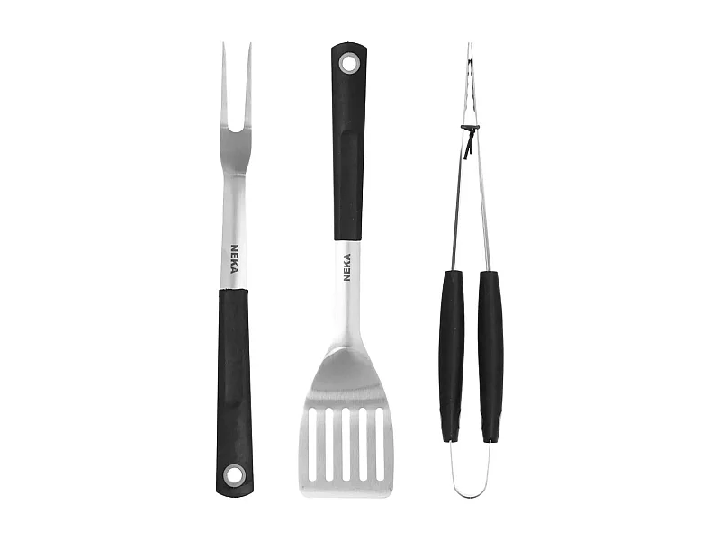 Lot de 3 Ustensiles en Inox "Barbecue" 48cm Noir