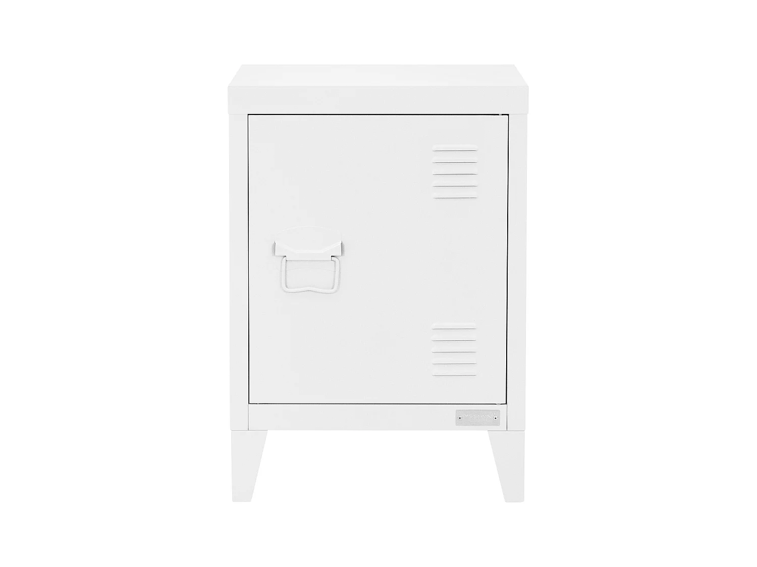 Table de chevet armoire 40x30x58 cm blanc mat en acier poignée de porte à gauche style industriel meuble de nuit d'appoint commode d'entrée chambre