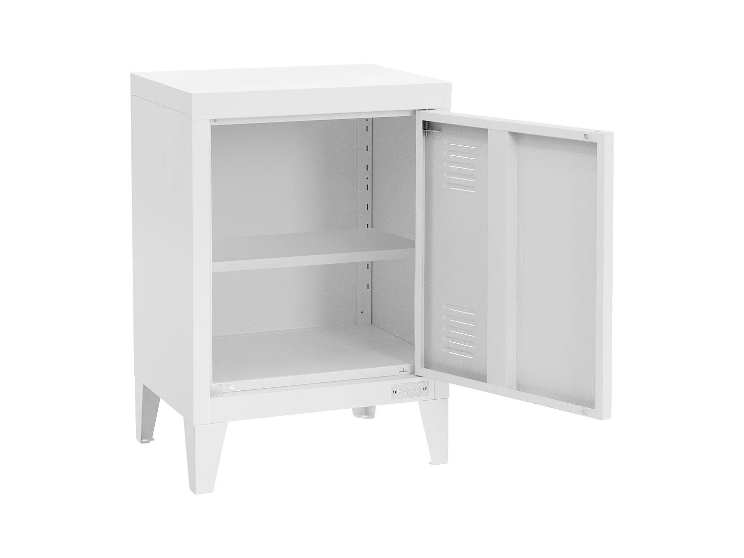 Table de chevet armoire 40x30x58 cm blanc mat en acier poignée de porte à gauche style industriel meuble de nuit d'appoint commode d'entrée chambre