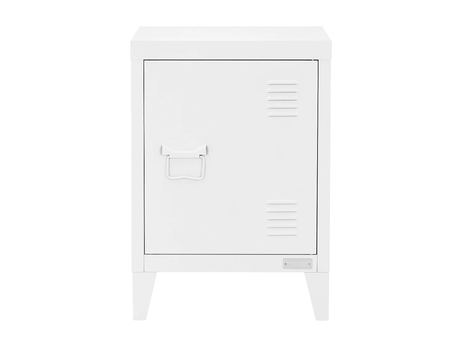 ML-Design Mesita de noche de metal blanco 40x30x58 cm armario de diseño industrial mesilla auxiliar con puerta de cierre magnético y estante regulable