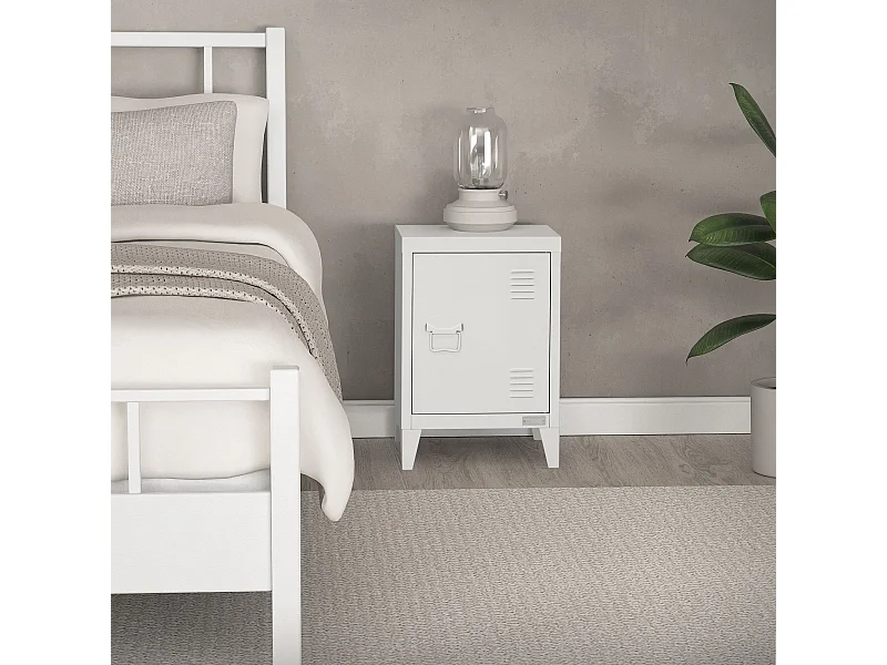 ML-Design Comodino per camera da letto 40 x 30 x 58 cm in acciaio bianco armadietto design industriale tavolino in metallo per soggiorno tavolo basso