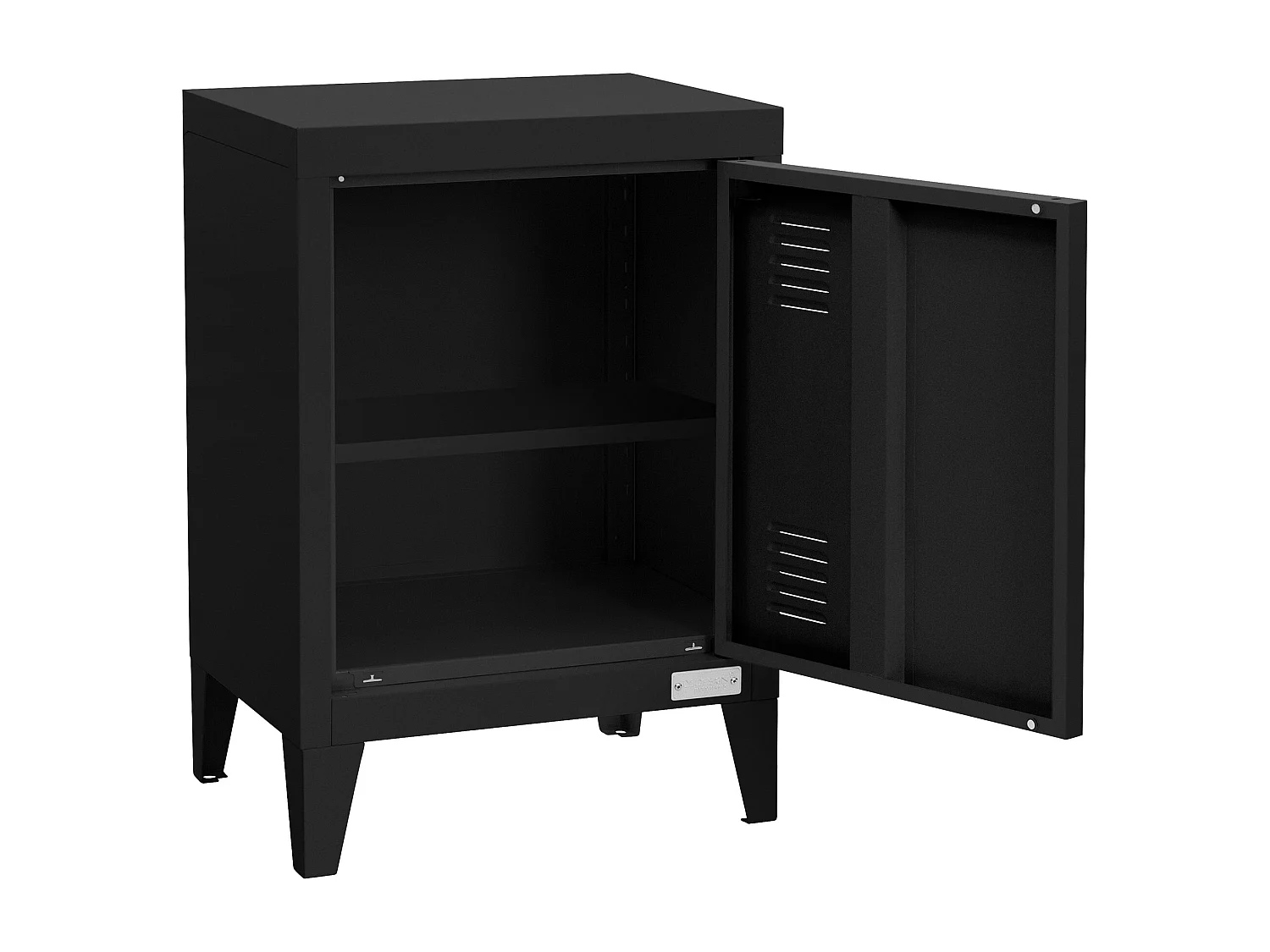 Table de chevet armoire 40x30x58 cm noir mat en acier poignée de porte à gauche style industriel meuble de nuit d'appoint commode d'entrée chambre