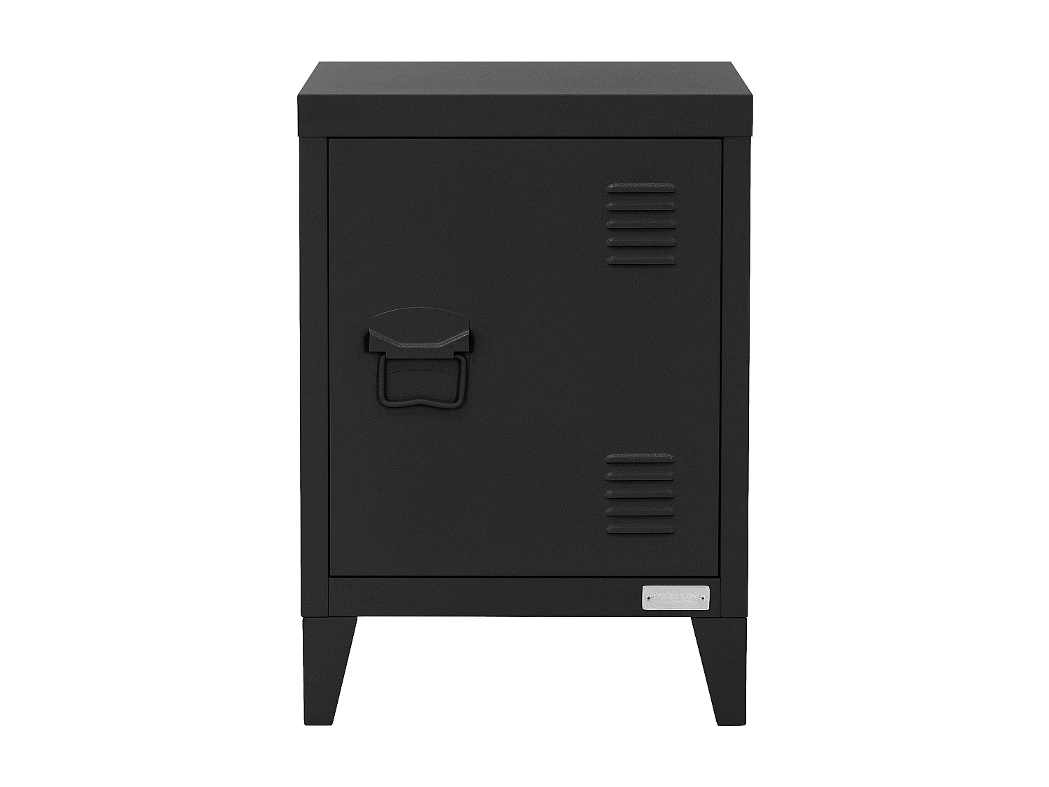 Table de chevet armoire 40x30x58 cm noir mat en acier poignée de porte à gauche style industriel meuble de nuit d'appoint commode d'entrée chambre