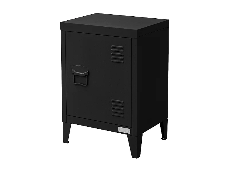 ML-Design Mesita de noche de metal negro 40x30x58 cm armario de diseño industrial, mesilla auxiliar con puerta de cierre magnético y estante regulable
