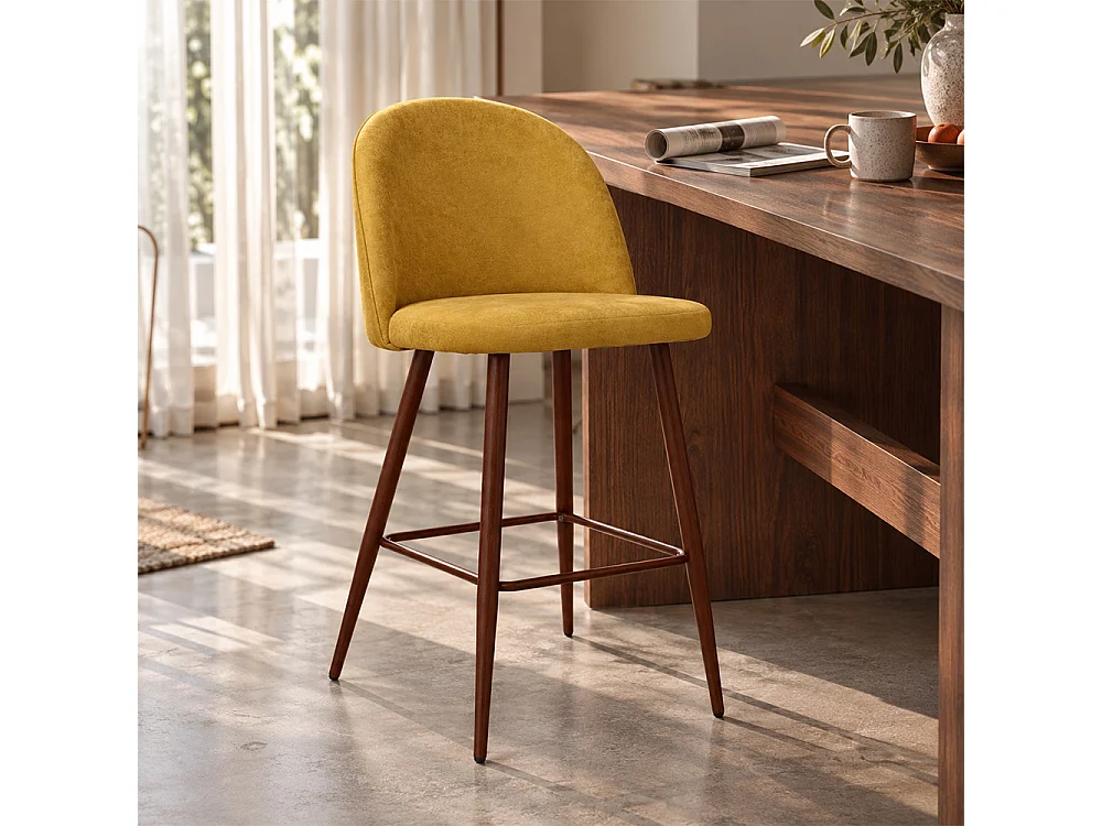 Polsterhocker aus Stoff - Skandinavisches Design - 66cm- Evelyne