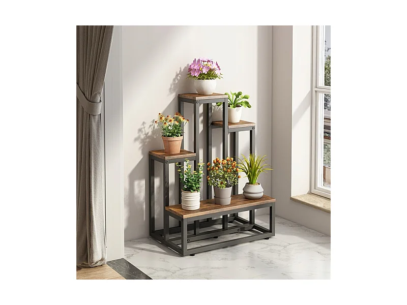 Support pour fleurs industriel rustique loft étagères 67 cm