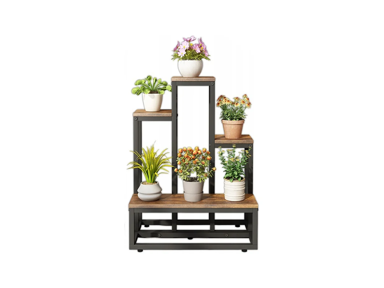 Support pour fleurs industriel rustique loft étagères 67 cm