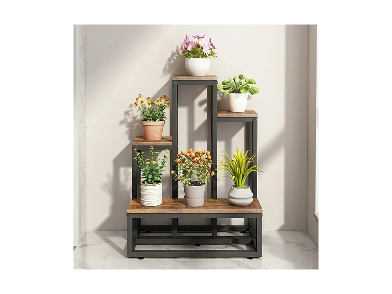 Support pour fleurs industriel rustique loft étagères 67 cm