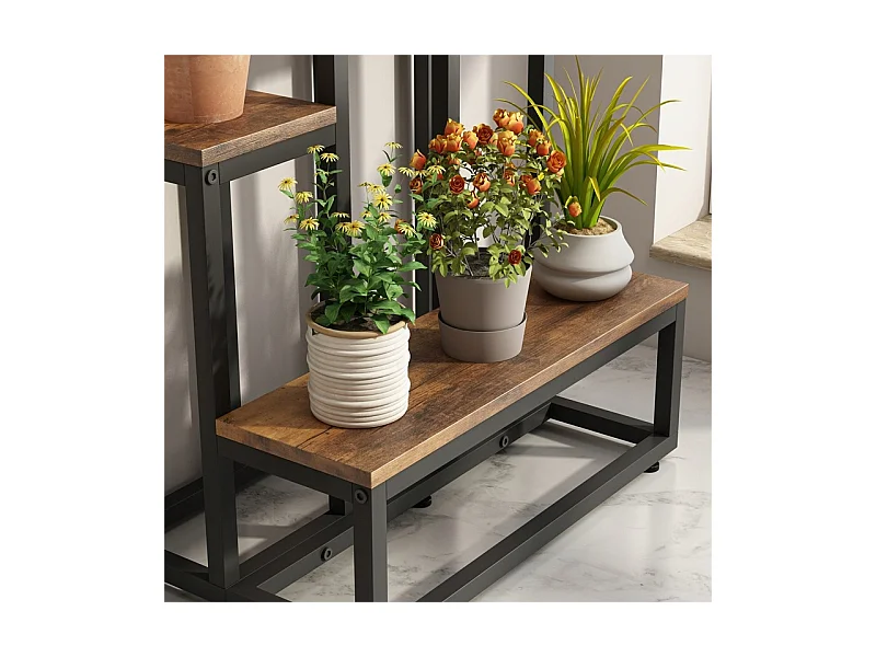 Support pour fleurs industriel rustique loft étagères 67 cm