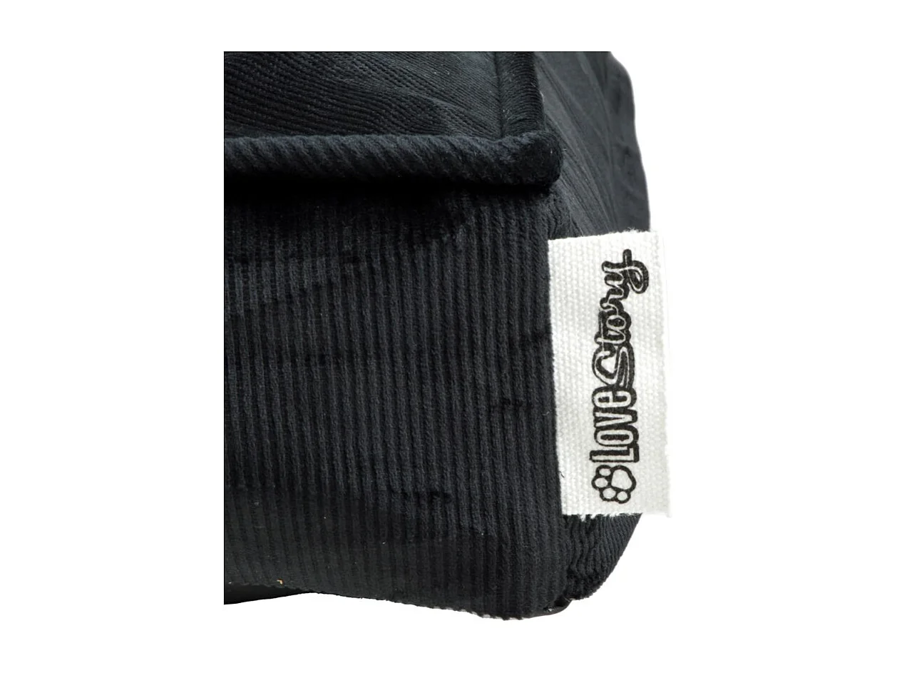 Coussin Rectangle Chien & Chat Velours "Crafty" 100cm Noir