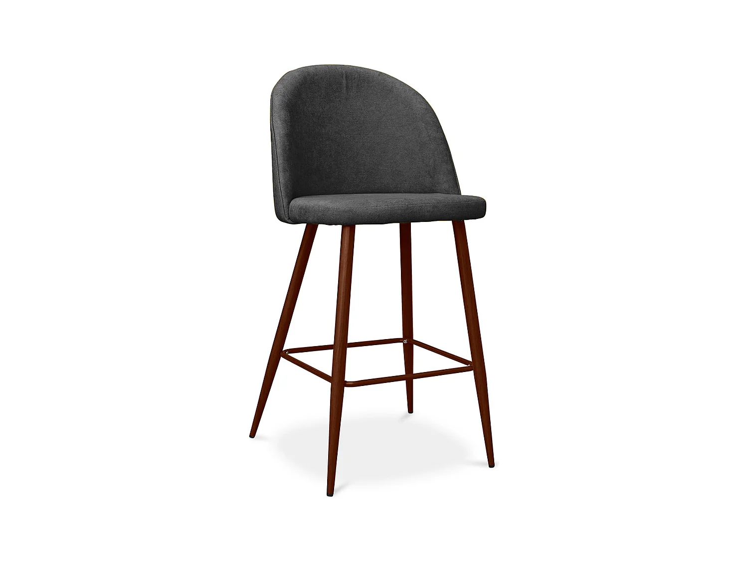 Tabouret rembourré en tissu - Design scandinave - 66cm- Evelyne Gris foncé