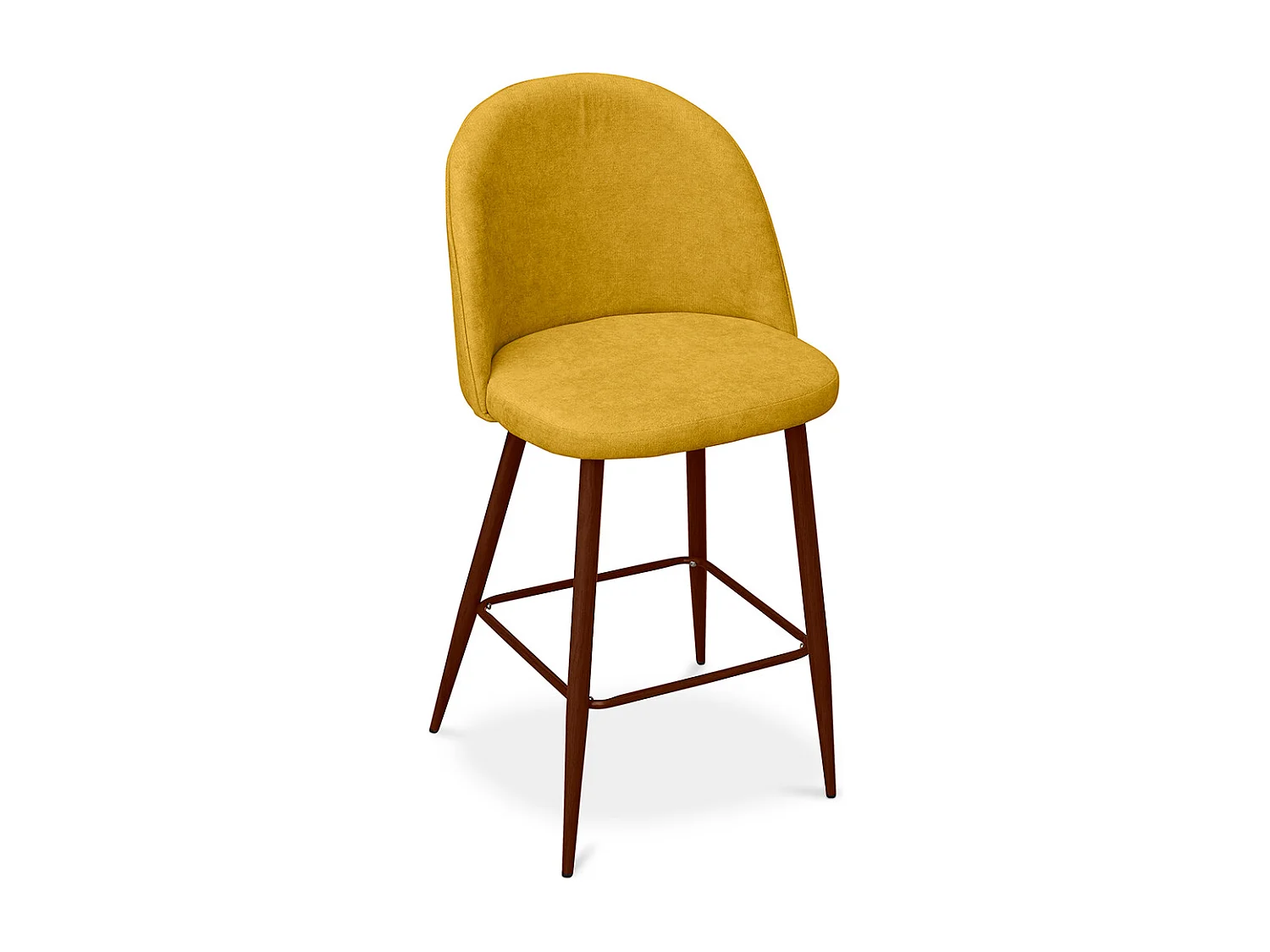 Tabouret rembourré en tissu - Design scandinave - 66cm- Evelyne Marron foncé