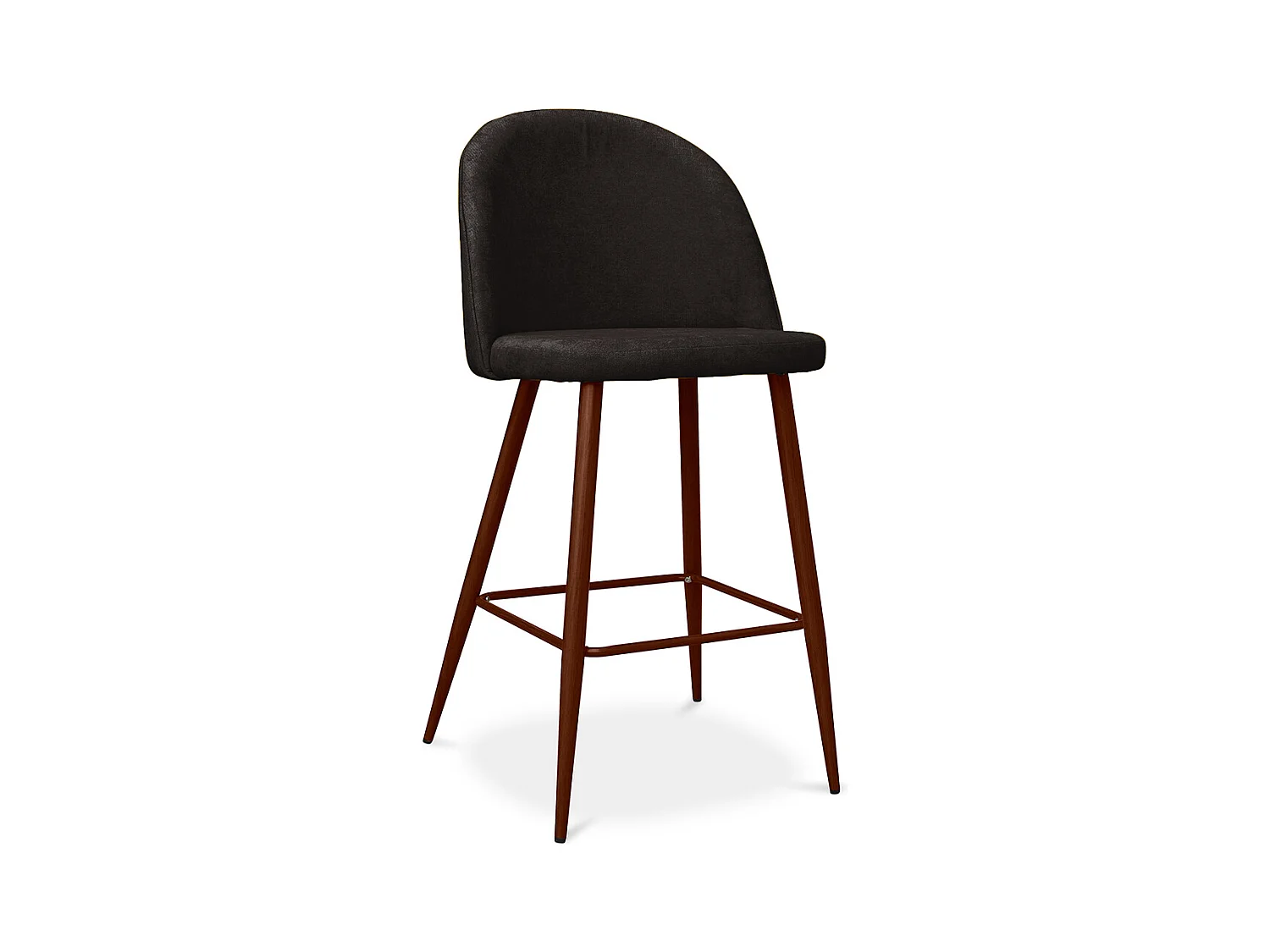 Tabouret rembourré en tissu - Design scandinave - 66cm- Evelyne Marron foncé