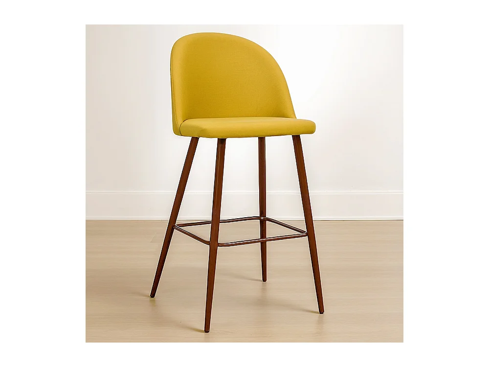 Tabouret rembourré en tissu - Design scandinave - 66cm- Evelyne Crème