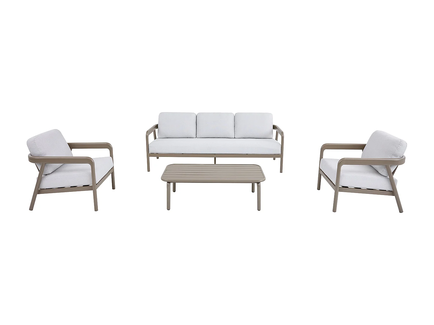 Aluminium tuinset: een 3-zits bank, 2 fauteuils en een salontafel - Taupe - ZAYORA van MYLIA
