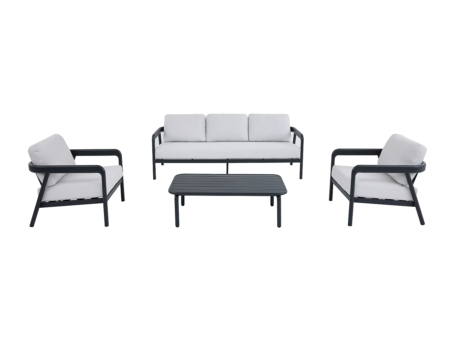 Aluminium tuinset: een 3-zitsbank, 2 stoelen en een salontafel - Donkergrijs - ZAYORA van MYLIA