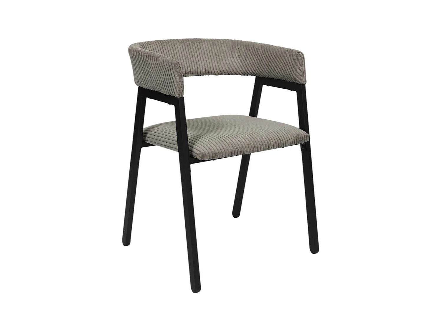 Lot de 2 fauteuils de table design en métal et velours côtelé coloris taupe - AMORY