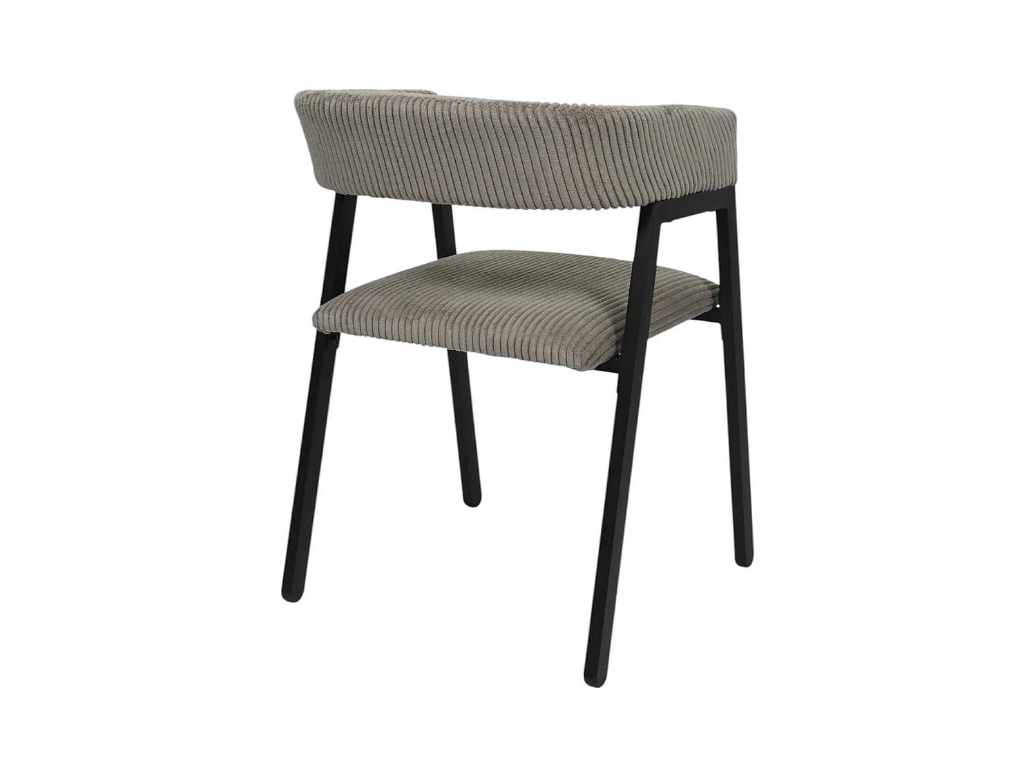 Lot de 2 fauteuils de table design en métal et velours côtelé coloris taupe - AMORY