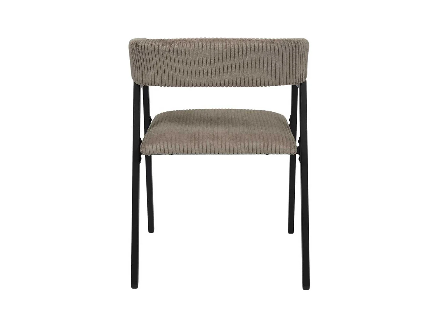 Lot de 2 fauteuils de table design en métal et velours côtelé coloris taupe - AMORY