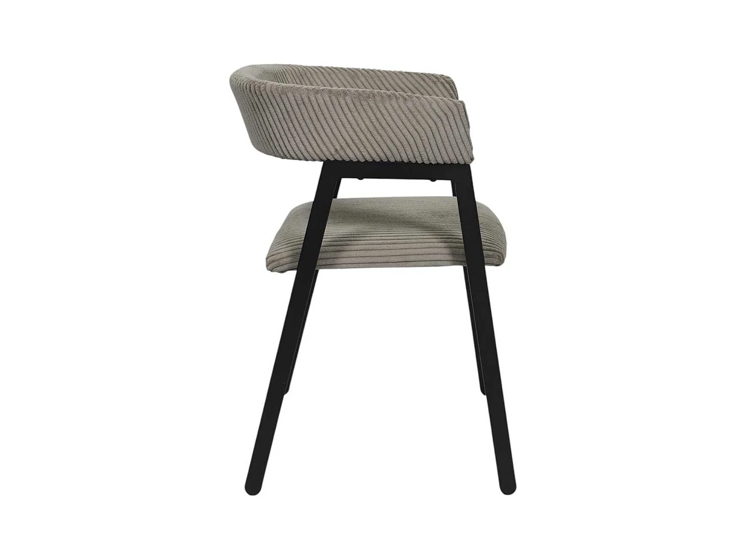 Lot de 2 fauteuils de table design en métal et velours côtelé coloris taupe - AMORY