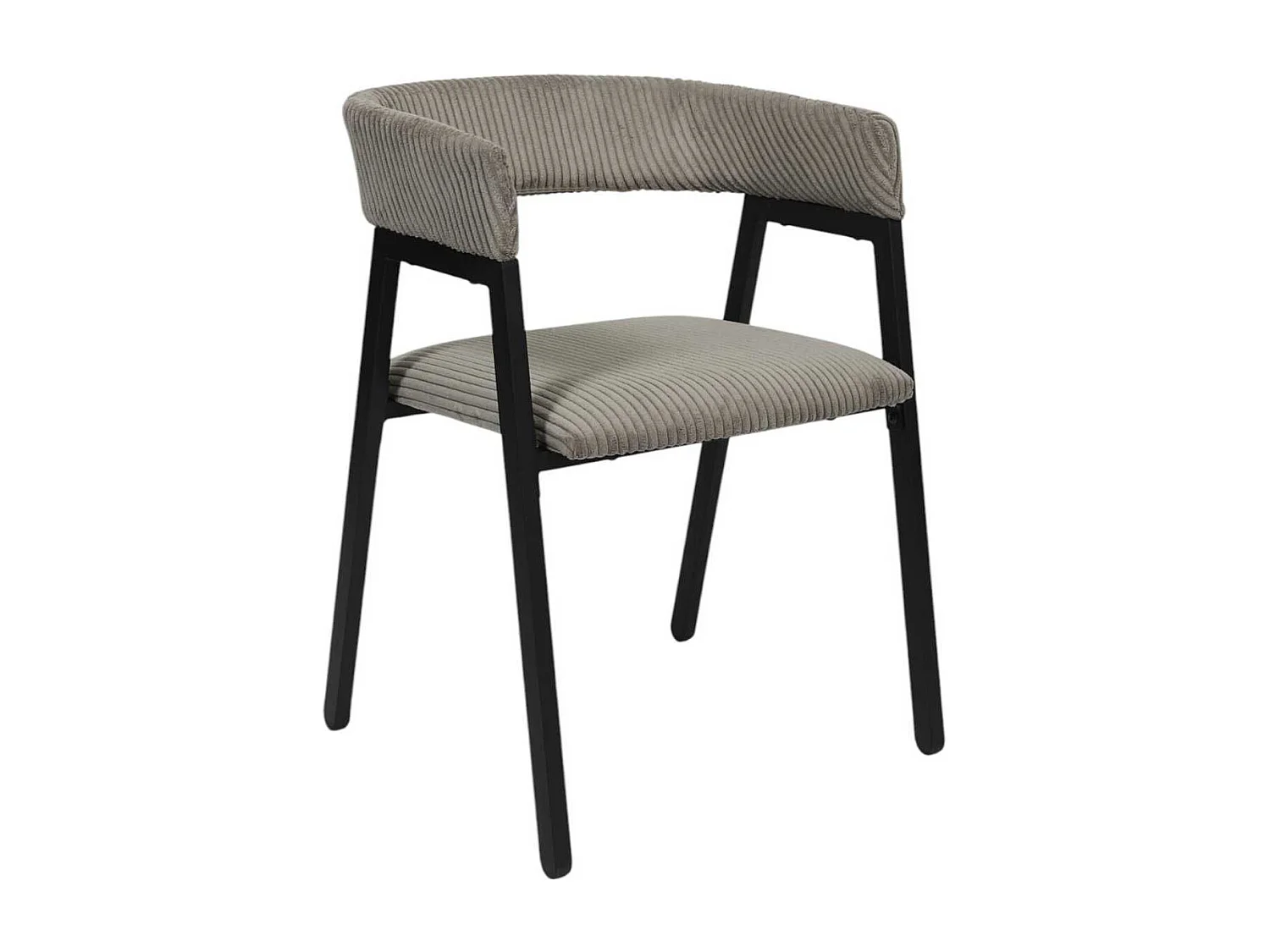 Lot de 2 fauteuils de table design en métal et velours côtelé coloris taupe - AMORY