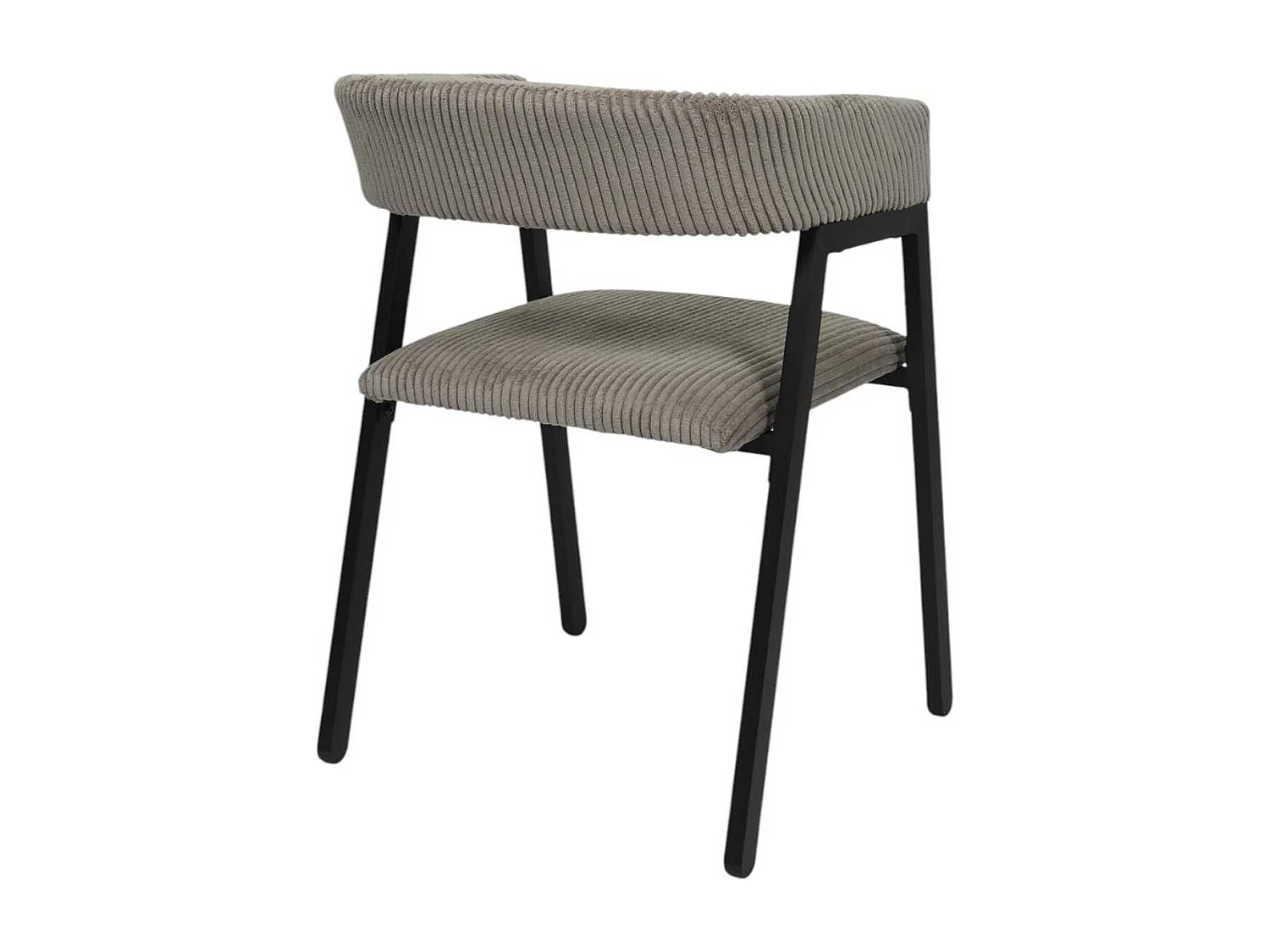 Lot de 2 fauteuils de table design en métal et velours côtelé coloris taupe - AMORY