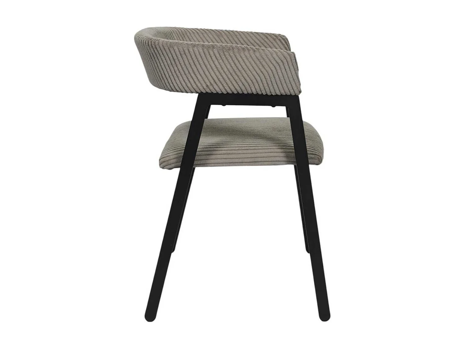 Lot de 2 fauteuils de table design en métal et velours côtelé coloris taupe - AMORY