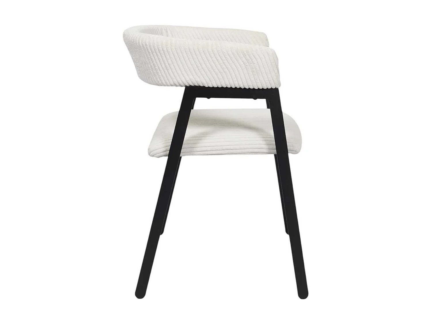 Lot de 2 fauteuils de table design en métal et velours côtelé coloris crème - AMORY